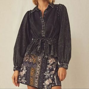 Free People You're All mine denim blouse XS